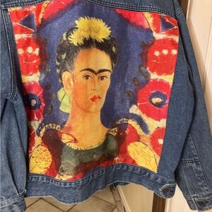 Smith & Hawken Blue Jean Jacket with Frida Kahlo Art
